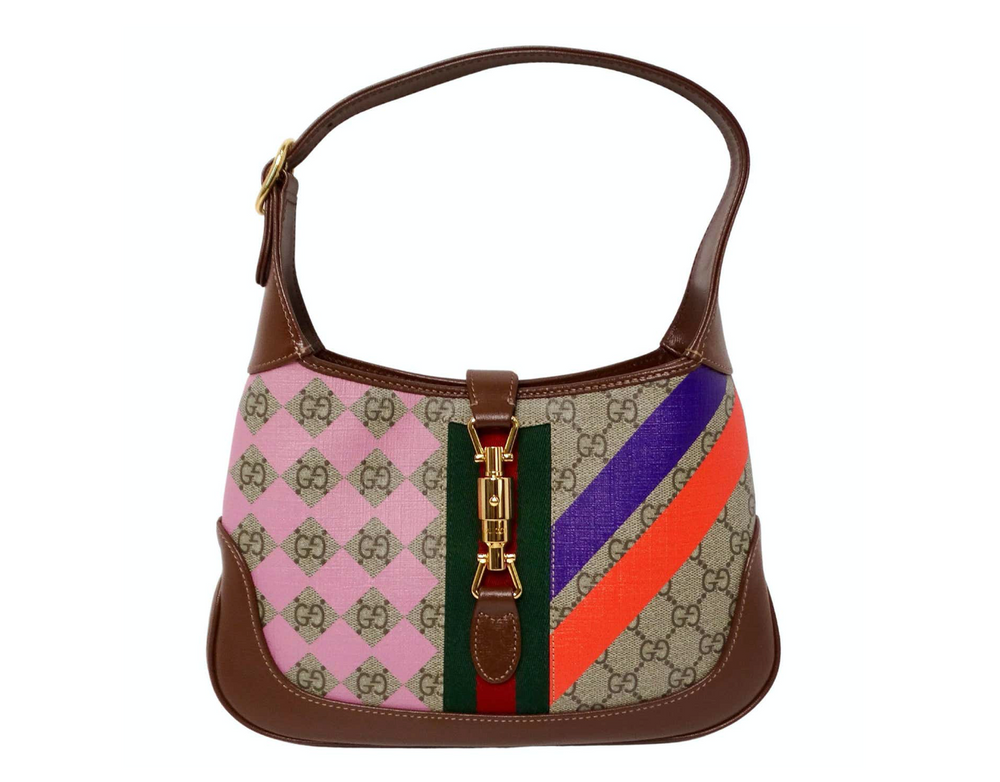 Gucci Small Jackie 1961 GG Supreme Monogram Calfskin Multicolor Print Hobo Bag