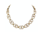 Chanel 2021 Gold-Tone Crystal Interlocking CC Logo Choker Necklace