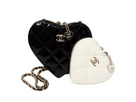 Chanel 2023 Black & White Quilted Patent Leather Crossbody Mini Novelty Bag