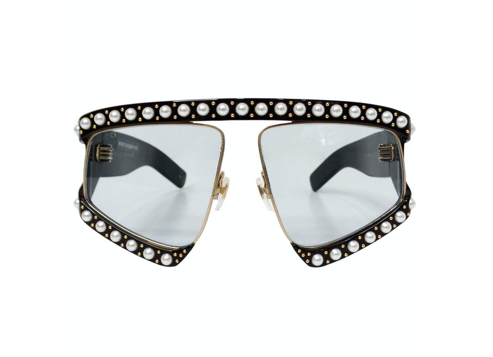 Gucci Hollywood Forever Pearl Acetate Tinted Oversized Mask Sunglasses