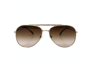 Chanel 4231 Pilot Gold-Tone Metal Frame & Brown Tinted Lens Aviator Sunglasses