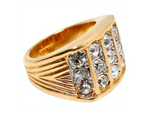 1990s Large 18k Gold Plated Linear Synthetic Crystal 5-Row Cocktail Ring