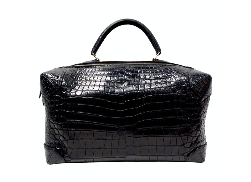 Hermes 2013 Black Mailbox Cube Q Square Porosus Crocodile Leather Handbag