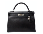 Hermes 2003 Kelly 32cm G Square Chèvre Coromandel Leather Palladium Hardware