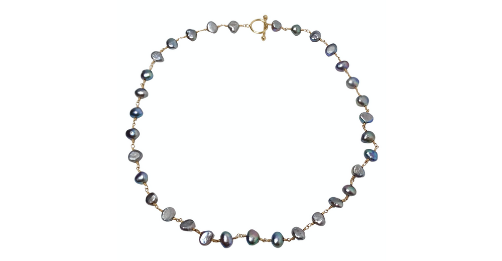 1960s Tahitian Pearl & 14k Yellow Gold Necklace