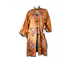 1950s Vintage Orange Chinese Silk Floral Embroidered Print Jacket