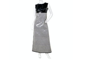 1960s Mod Vinyl Black & White Houndstooth Sleeveless Maxi Dress