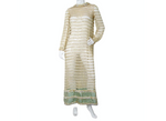 1960s Crochet Rhinestone Cream & Iridescent Long-Sleeve Maxi Dress