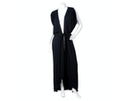 1970s Morty Sussman Black Open Belted Evening Maxi Dress