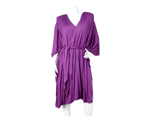 1980s Capriccio Italian Made Purple Toga Belted Dress