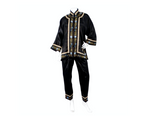 Vintage Chinese Embroidered Black Silk Jacket & Pant Set