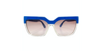 1980s Blue & Clear Oversized Geometric Tinted Sunglasses