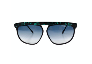 1980s Retro Black & Green Marble Style Blue Tinted Sunglasses