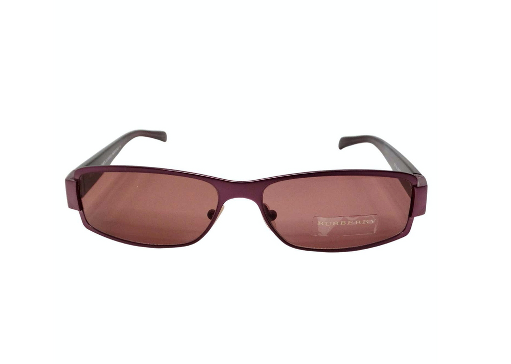 1990s Burberry Purple Check Rectangular Frame Tinted Sunglasses
