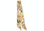 Hermes "Figures Libres" Skateboarding Scape Printed Silk Twilly