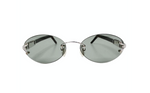 Vintage Porta Romana Handmade Black & Silver-Tone Rimless Oval Sunglasses