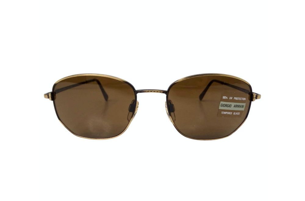 1990s Giorgio Armani Brown Tinted & Gold-Tone Metal Sunglasses
