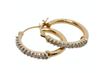 14k Yellow & White Gold Small Hoop Earrings With Diamonds
