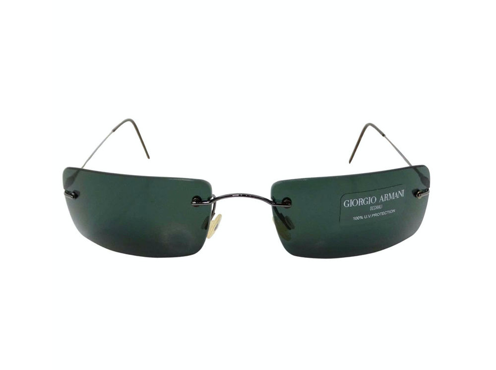 1990s Giorgio Armani Rectangular Rimless Shield Metal Sunglasses