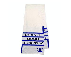 Chanel Coco Paris Blue & White Cashmere Scarf