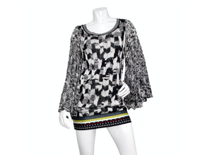 Missoni Crochet Printed Bell Sleeve Mini Dress