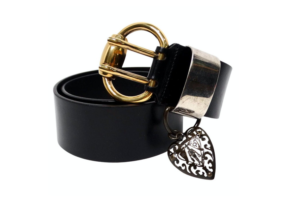 Gucci Hysteria Heart Charm Black Calfskin Leather Belt – Vintage