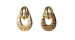 1980s French Detailed 14k Yellow Gold Plated Door Knocker Earrings