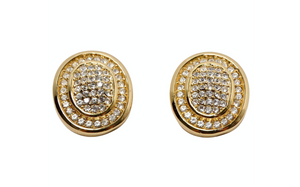 Vintage Christian Dior 14k Gold Plated Rhinestone Clip-On Earrings