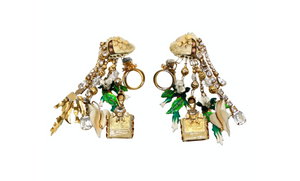 1980s Lunch At The Ritz Maximalist Charm Dangle Earrings