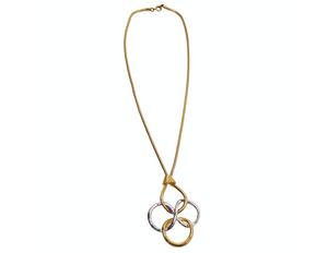 Vintage Tiffany Inspired Two-Toned 18k Gold Plated Quadrifolio Pendant Necklace