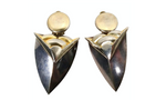 1980s Two-Tone Geometric 14k Gold Plated Clip-On Earrings