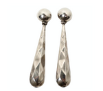 1970s Large Handmade Hammered Silver Plated  Teardrop Clip-On Earrings