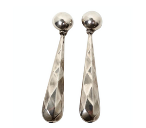 1970s Large Handmade Hammered Silver Plated  Teardrop Clip-On Earrings