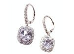 Vintage Sterling Silver Crystal Encrusted Drop Hoop Earrings