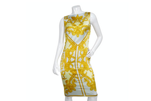 2005 Versace S/S Runway Silk Printed Backless Midi Dress