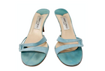 Y2K Jimmy Choo Blue Mother Of Pearl Detailed Kitten Heel Sandals