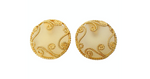 1980s Escada Large Matte Resin Clip-On Earrings With Ornate Gold Tone Detailing