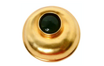 1980s Large Green Cabochon Gold Tone Brooch