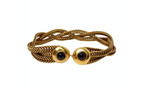 1980s Red Cabochon Gold Tone Multi Chain Woven Choker Necklace