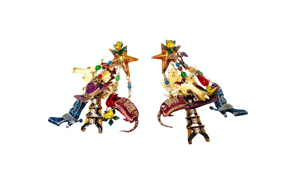 1988 Lunch At The Ritz Texas Charm Dangle Earrings