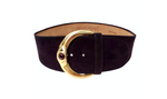 1980s Donna Karan Purple Suede Leather Chunky Waist Belt