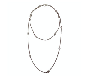 Judith Ripka Long Sterling Silver Chain Necklace With Cubic Zirconia Accents