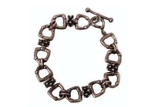Vintage Michael Dawkins Sterling Silver Stirrup Style Link Toggle Bracelet