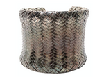 1980s Woven Sterling Silver Wide Cuff Bracelet