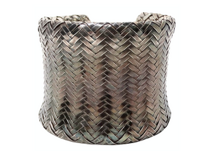 1980s Woven Sterling Silver Wide Cuff Bracelet