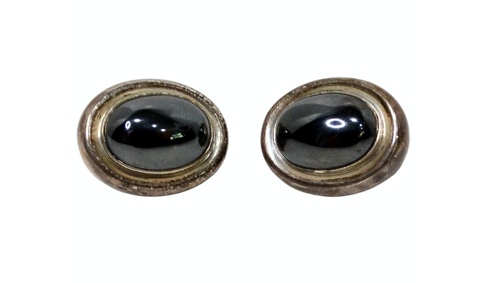 1985 Paloma Picasso for Tiffany & Co. Hematite Sterling Silver Oval Earrings
