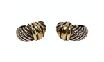 Vintage David Yurman Ear Clip Two-Tone 14k Gold & Sterling Silver Hoop Earrings