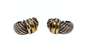 Vintage David Yurman Ear Clip Two-Tone 14k Gold & Sterling Silver Hoop Earrings