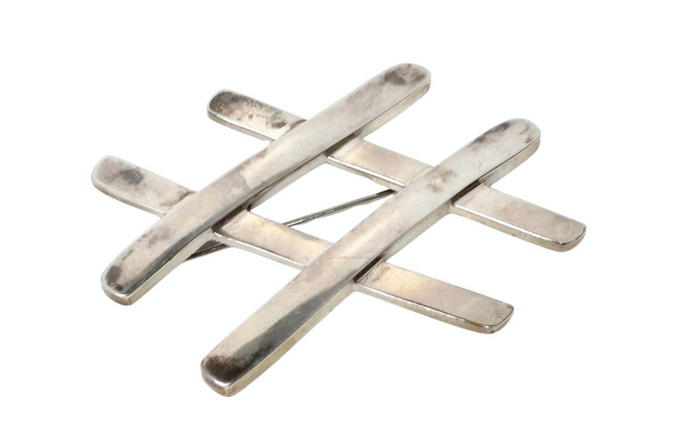 1985 Paloma Picasso for Tiffany & Co. Sterling Silver Hashtag Brooch