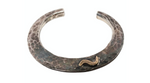 Vintage Handmade Hammered Sterling Silver & 14k Gold Cuff